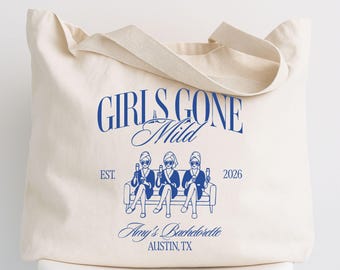 Girls Gone Mild Bachelorette Tote Bag, Spa Bachelorette Tote Bag, Cozy PJ Bach Party Bridesmaid Gift Bag, Spa Girls Day Totes, Spa Bride Bag