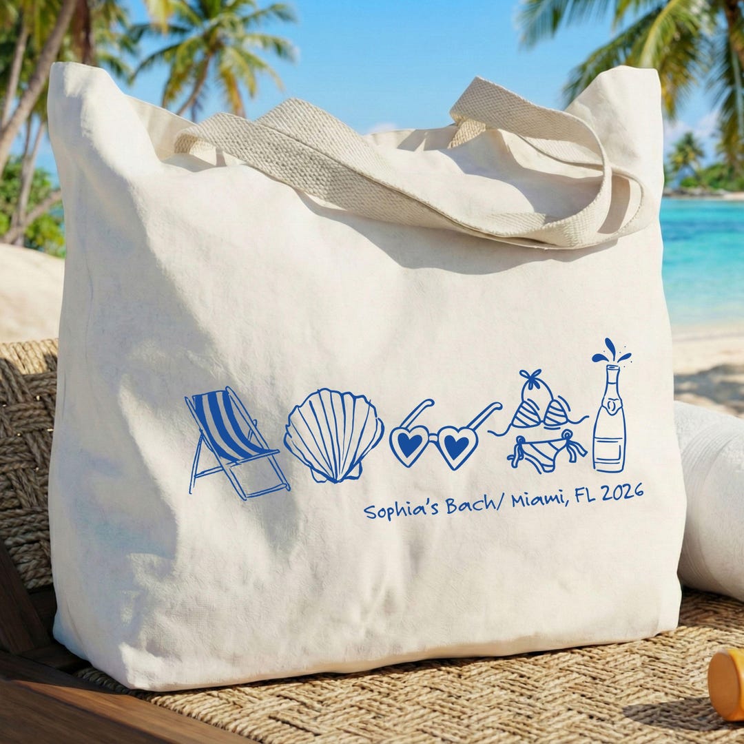Custom Beach Bachelorette Tote Bag, Beach Bride Tote Bag, Coastal ...