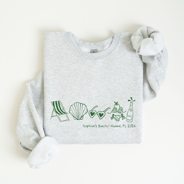 Beach Bachelorette Sweatshirt Custom Bach Party Crewneck Personalized Bride Sweatshirt Beach Girls Trip Outfit Coastal Bridesmaid Gift