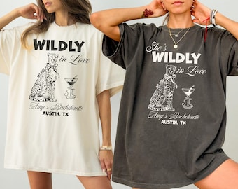 Wildly In Love Bachelorette Shirts, Comfort Colors Custom Coquette Bow Wildly In Love Bridal Shower Gift