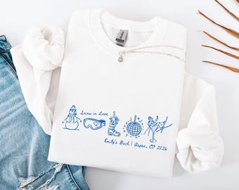 Snow in Love Bachelorette Sweatshirt, Custom Winter Bride Crewneck, Après Ski Bachelorette Weekend Sweater, Aspen Bachelorette Gift