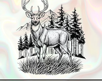 Ciervo grande / SVG PNG JPG / Ciervo / Diseño de ciervo / Arte de ciervo / Sublimación / Caza de ciervos / Ciervo / Impresión / Ciervo de cola blanca / Astas de ciervo