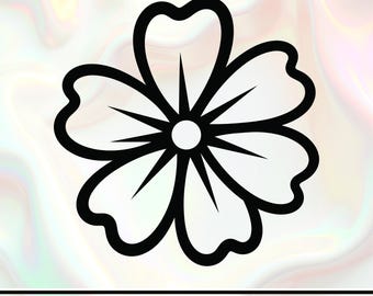 Flor de contorno SVG PNG: Diseño minimalista para corte Cricut