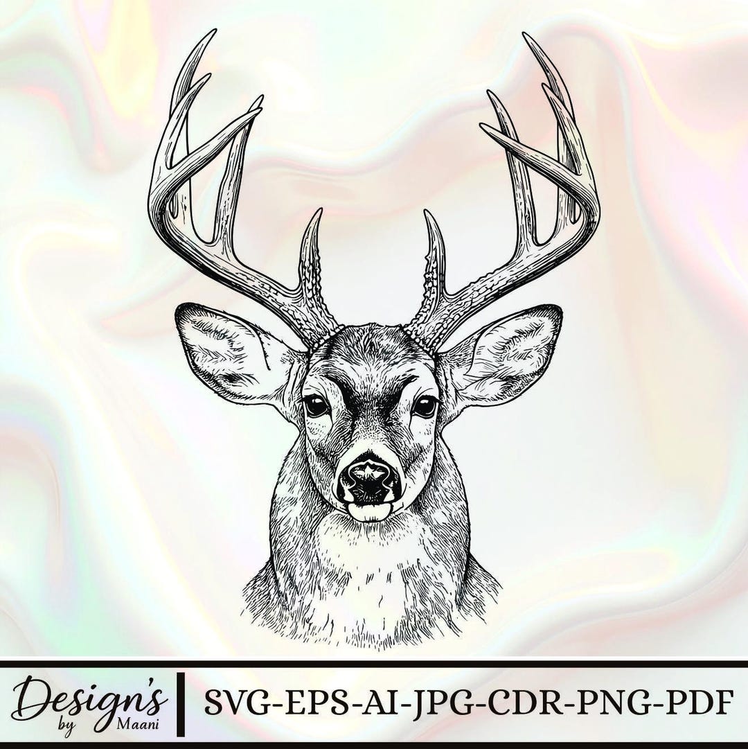 Deer Portrait | SVG JPG PNG | Deer Download | Deer Buck Design | Deer ...