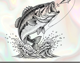 Schwarzbarsch Angeln | SVG JPG PNG | Bass Download | Big Mouth Bass-Entwurf | Barsch Angeln Druck | Sublimationsdruck | Fischer | Forellenbarsch