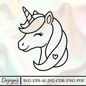 Cute Unicorn Face Svg Png Cut File For Cricut Silhouette