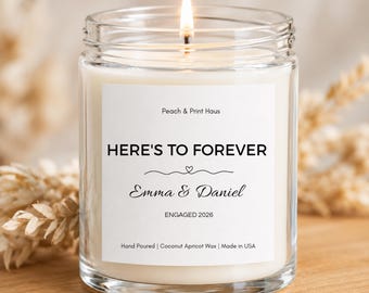 Personalized Engagement Candle Custom Names and Date Wedding Gift for Couple