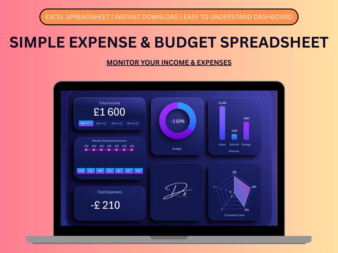 Expense Tracker Spreadsheet for Microsoft Excel, Expense Tracker