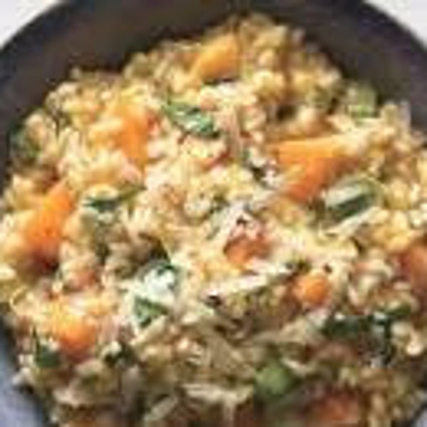 Butternut Squash Risotto with Leeks and Spinach (vegan) recipe