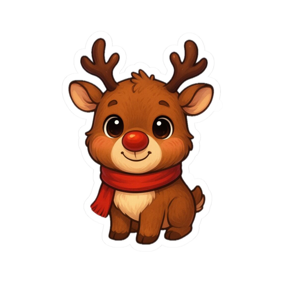 Kawaii Cartoon Rudolph the Red Nosed Reindeer Sticker - Etsy