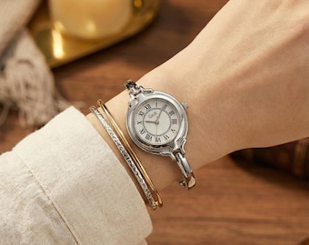 Women’s elegant quartz wristwatch – minimalist stainless steel watch, timeless jewelry, chic gift