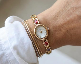 Gold and Multicolor Beaded Women\'s Watch Gold Beaded Women main image 2