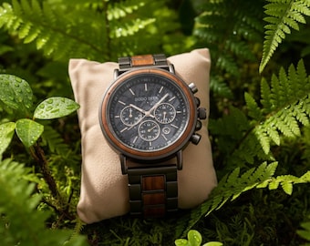 Personalized Engraved Wood Watch – Adjustable Band, Father's Day Gift