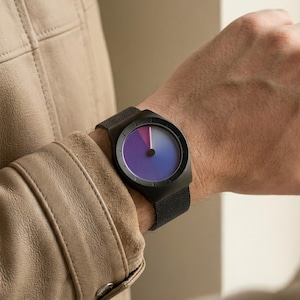 Reloj con esfera de color degradado / Reloj unisex minimalista / Estilo artístico moderno / Regalo de diseño creativo