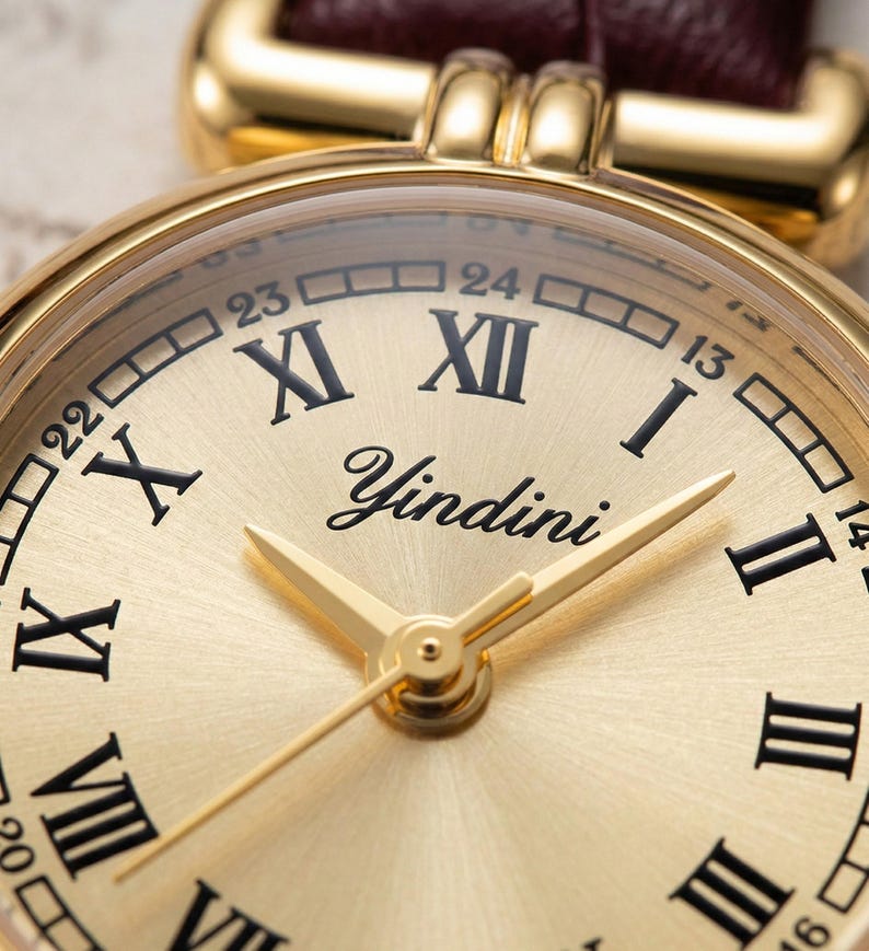 Gold Roman Numeral Watch | Minimalist Brown Leather Wristwatch ...