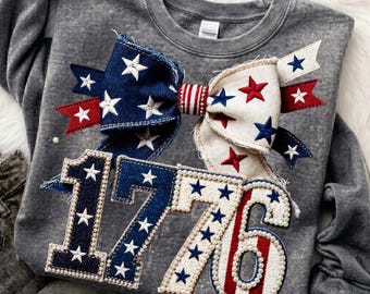 1776 Patriotic Bow PNG, 4th Of July Png Sublimation Design, Patchwork Independence Day Png, 1776 Png, Vintage USA Flag Stars Png