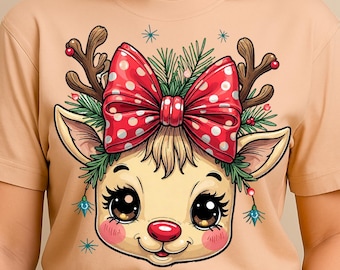 Christmas Reindeer Png, Christmas Deer Png, Cute Christmas Design, Trendy Christmas Png Sublimation, Preppy Brushtroke Christmas Design