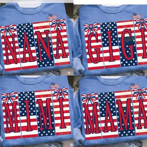 Striped Mama Mimi Nana Gigi PNG Bundle: Patriotic 4th of July & Mother's Day Sublimation Design, Mother's Day Gift, American Mom Bow PNG