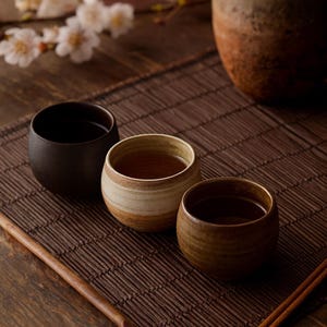 Japanese Sake Cup, Handcrafted Ceramic Mini Shot Glass with Crackle Glaze