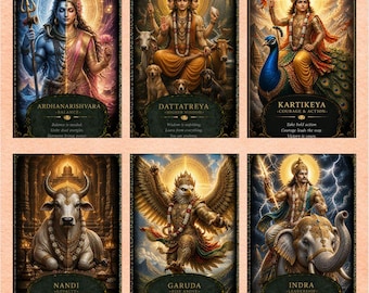 Hindu Gods Oracle Cards Deck | 44 Divine Wisdom Cards with Guidebook (PDF Download)