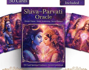 Baraja de oráculo Shiva Parvati / 50 cartas de guía espiritual (PDF digital)