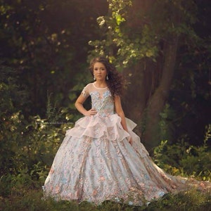 Blue and Pink Princess Pageant Dress, Light Blue Extravagant Couture ...
