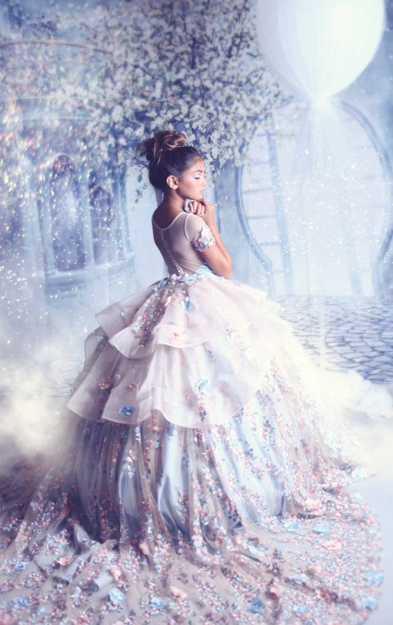 Royal Blue Princess Train Wedding Bridal Sequined Ball Gown – Sultan Dress