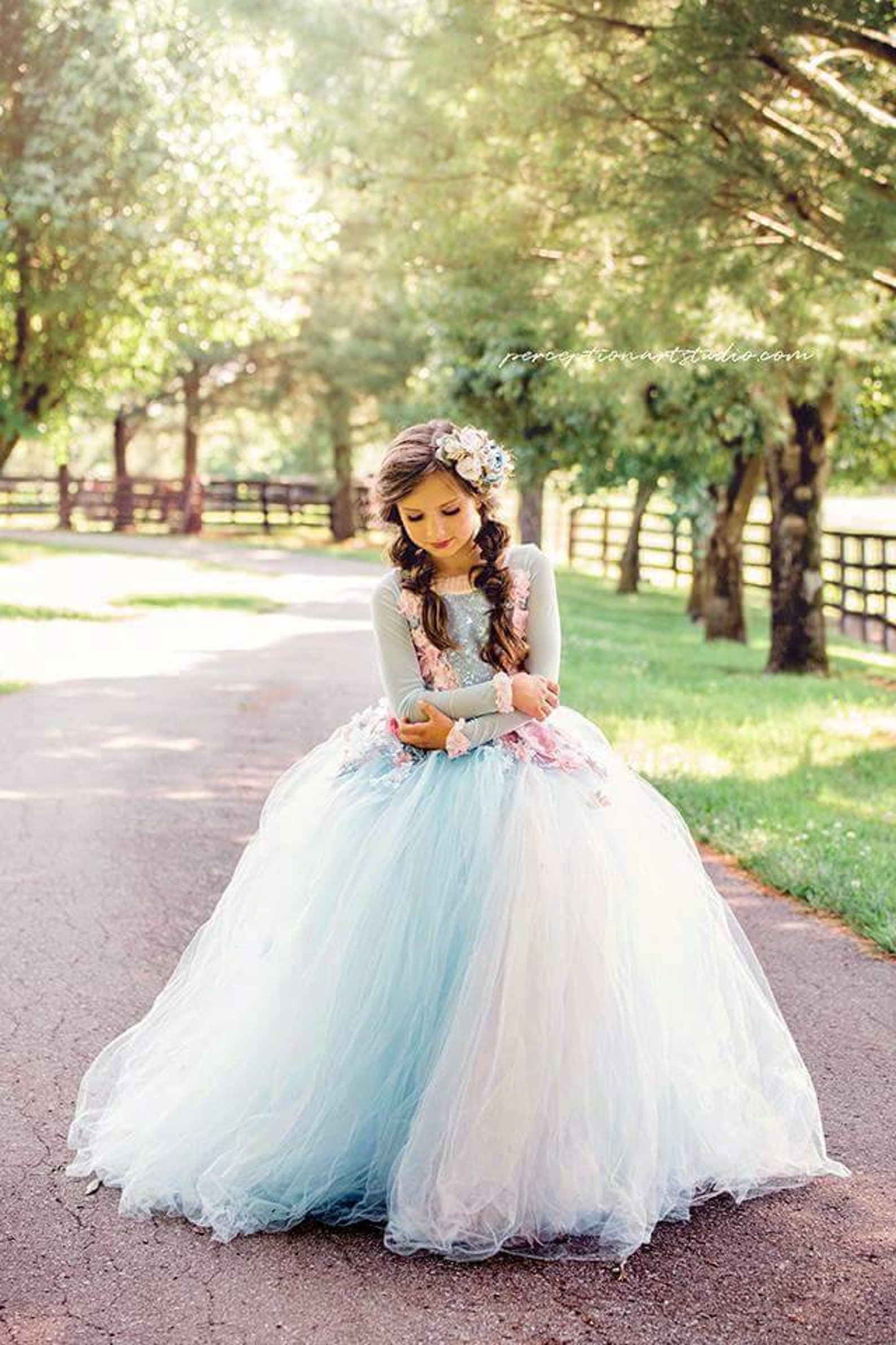 Ella Dress Blue Pink Flower main image 1