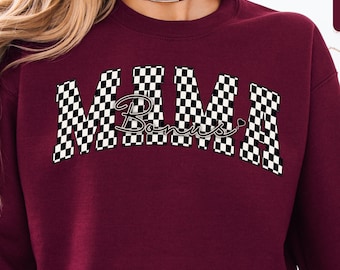Bluza w kratkę Bonus Mama, bluza z humorem dla mamy, prezent urodzinowy dla macochy