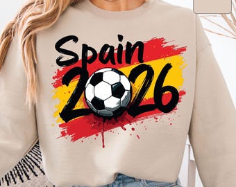 Felpa Spagna Mondiali 2026, maglietta unisex per tifosi di calcio, idea regalo per viaggi negli Stati Uniti, Canada e Messico.