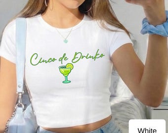 Top corto Cinco de Drinko, maglietta per neonati con stampa Margarita al lime e sale, regali per barman