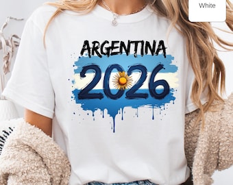 Maglietta per tifosi dei Mondiali di calcio 2026, maglietta dell'Argentina, regalo per un viaggio negli Stati Uniti, Canada e Messico.