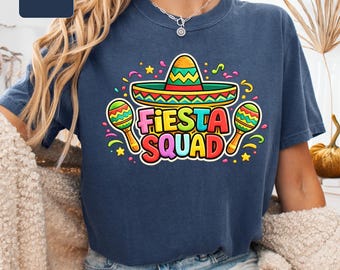 Maglietta Fiesta Squad, camicie con cappello Sombrero, camicia d'onore messicana, maglietta Cinco De Mayo