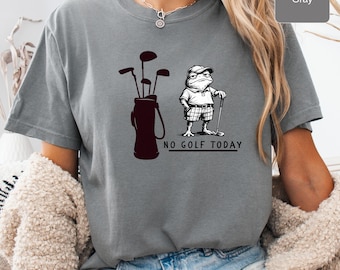 Koszulka z żabą „No Golf Today”, zabawna koszulka golfowa dla taty, wygodna koszulka w kolorach