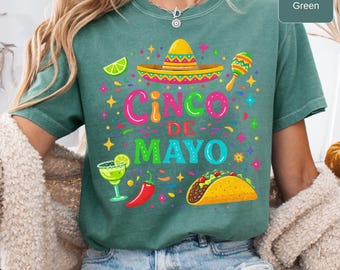T-shirt Cinco De Mayo, maglietta colorata Taco Margarita, camicia Fiesta messicana