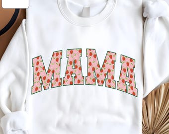 Bluza Strawberry Mama, Letnia odzież dla mam, Top w stylu Cottagecore z motywem jagód