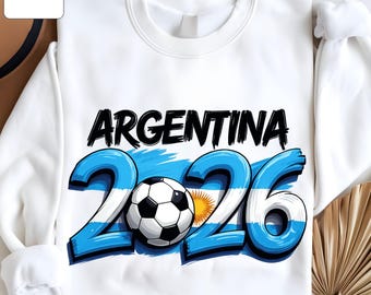Felpa da calcio dell'Argentina, maglietta per tifosi dei Mondiali 2026, regalo per un viaggio negli Stati Uniti, Canada e Messico.