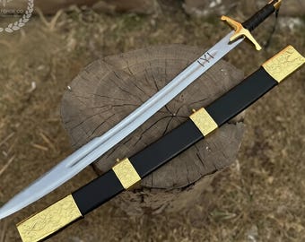 Ottomanskt svärdreplika handgjort dekorativt samlarobjekt, Ertugrul-svärd, turkiskt Dirilis-svärd historisk dekor, present till honom, bröllopspresent