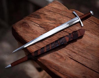 Handmade 38 Inch Norman Sword, Medieval Sword with Leather Scabbard, Arming Sword, Viking Knight Display Weapon, Historical Collector Gift