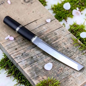 Handgjord japansk Tanto-kniv, 12 tums J2-stålblad med trähandtag och läderslida, specialdesignad samlarkniv - Gåvor för män