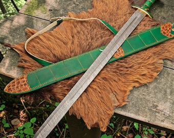 Handgjort Damaskusstålsvärd | Medeltida vikingasvärd | Funktionellt samlarblad | Cosplay och väggdekor | Present till honom, make