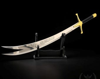 Handmade Zulfiqar Sword Replica – Imam Ali Engraved Sword, Islamic Art Collectible, Ottoman Style Display, Gift for Him