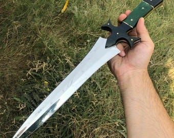 Handmade D2 Steel Skinner Dagger, Bushcraft Hunting Knife with Micarta Handle & Leather Sheath, Craftsman Forged Blade