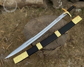 Handmade Ottoman Sword Replica, Dirilis Ertugrul Decor, Steel Walnut Brass Collectible
