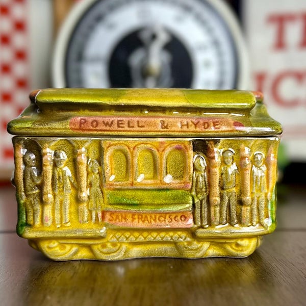 Vintage Powell & Hyde San Francisco Covered Dish | Mid Century Made in Japan Souvenir Ceramic Box