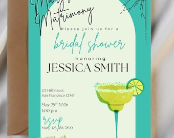 Margs & Matrimony-vrijgezellenfeestuitnodiging: Fiesta Tequila-thema (bewerkbare canva-uitnodiging)