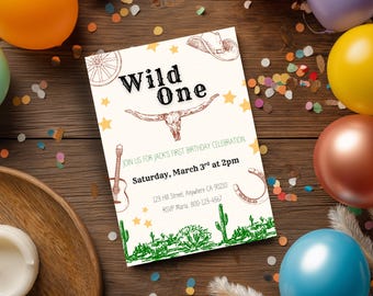 Rodeo Birthday Invitation, Wild One 1st Birthday, Editable Template, Western Birthday Theme, First Birthday Invitation, Western Birthday
