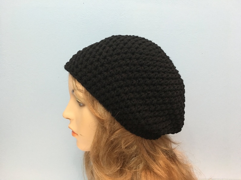 BLACK Crochet Beanie Unisex Hat