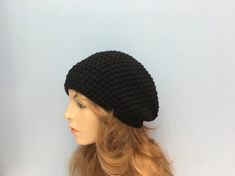 BLACK Crochet Beanie Unisex Hat