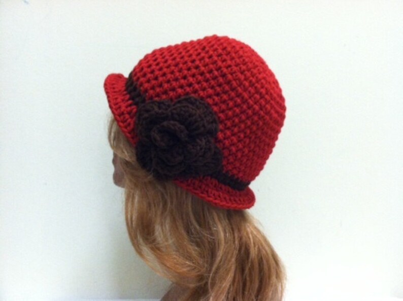 SALE Crochet 20/'s style Cloche Hat CLARETBROWN
